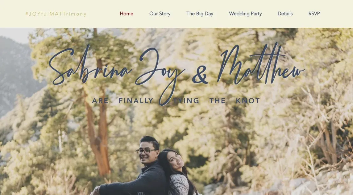Vista de la invitación de Sabrina Joy & Matthew