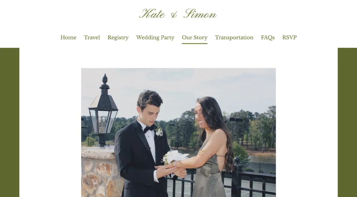 Vista de la invitación de Kate & Simon